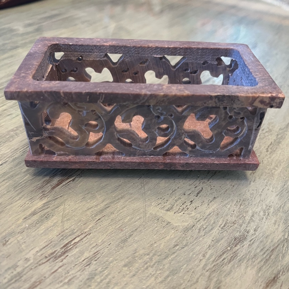 Soapstone Om double tea light holder NIB